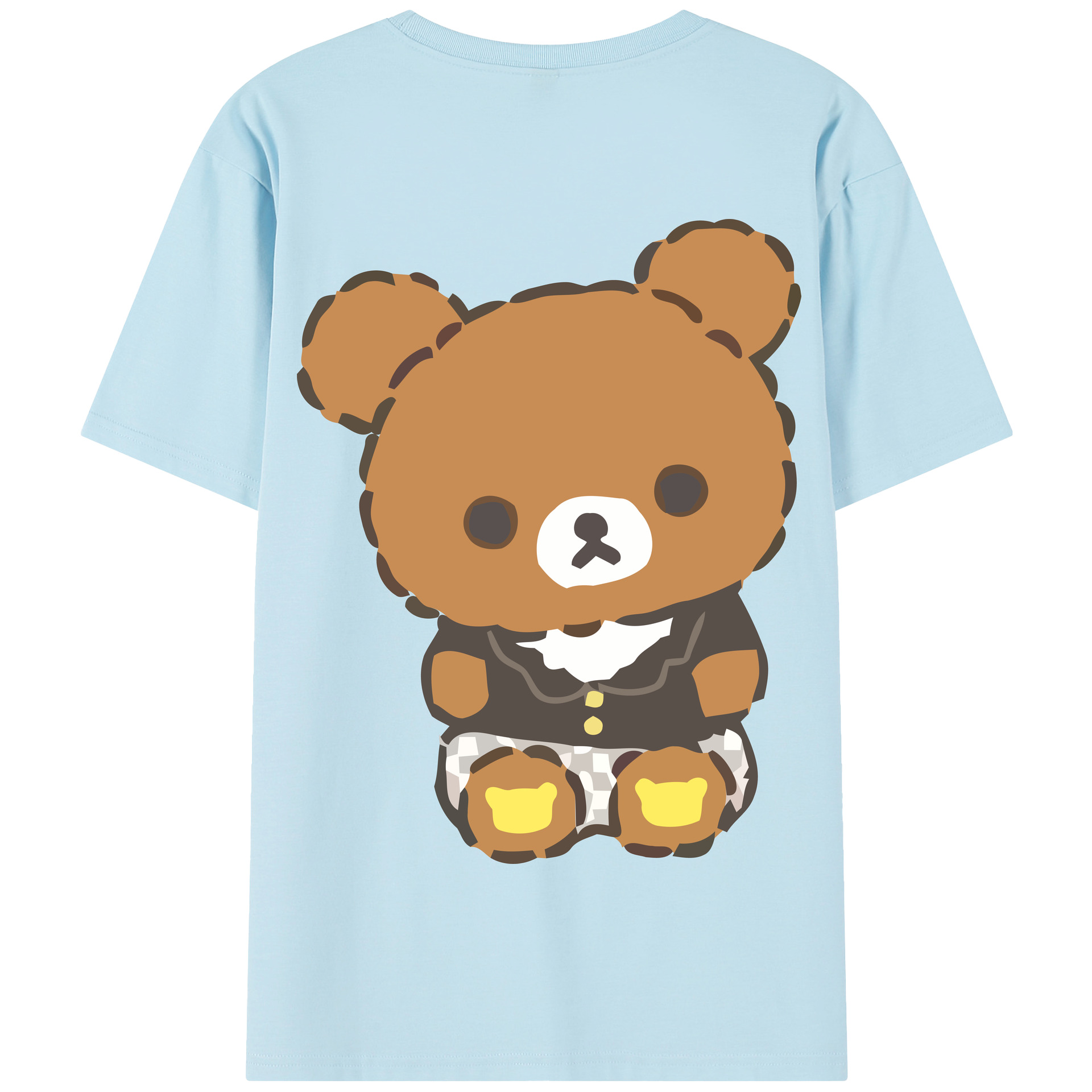 （画像用） リラックマ リラックマ キイロイトリ Rilakkuma Korilakkuma Kiiroitori 綿100％半袖Tシャツ（背面プリント）